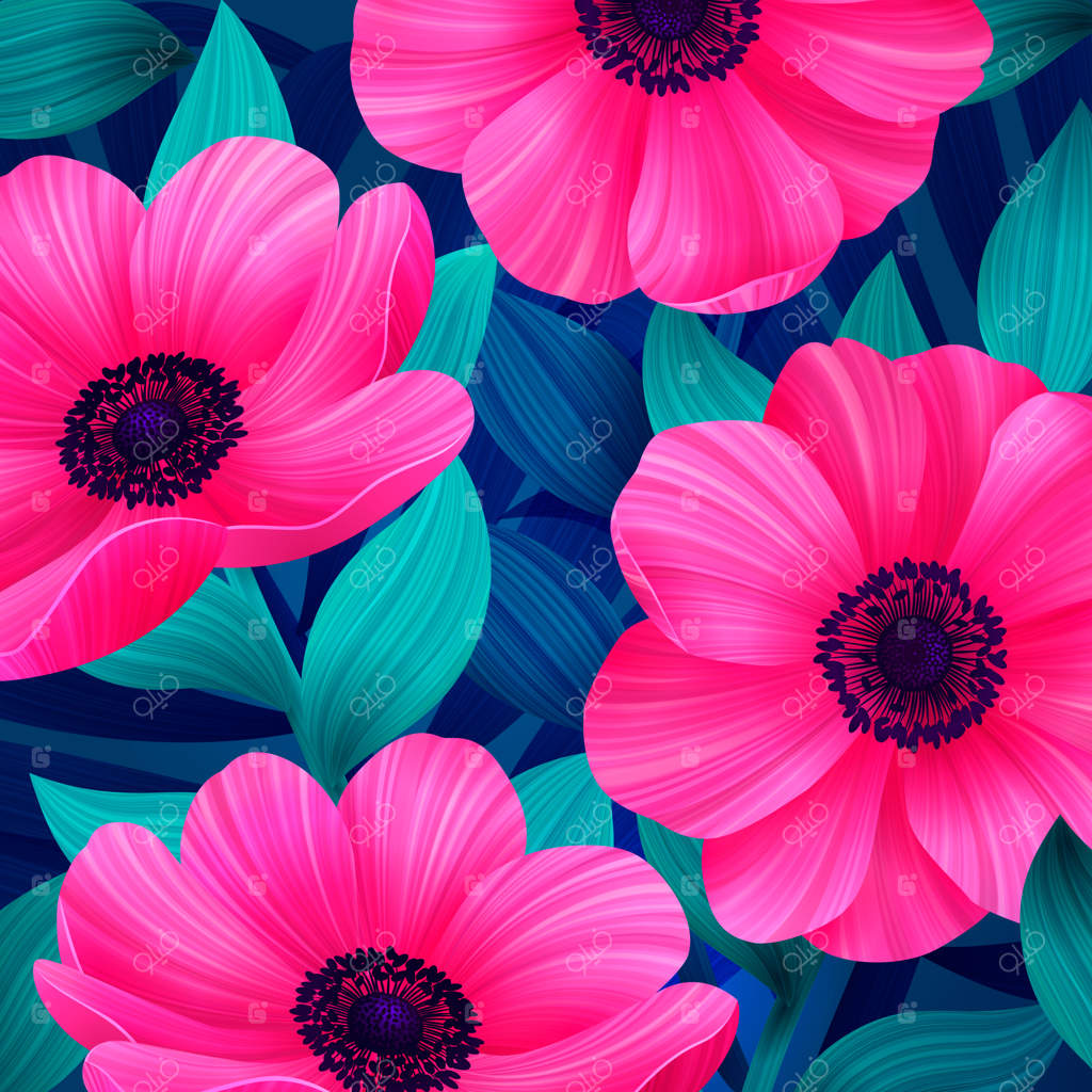 گل‌های گرمسیری درخشان به رنگ صورتی و مرجانی