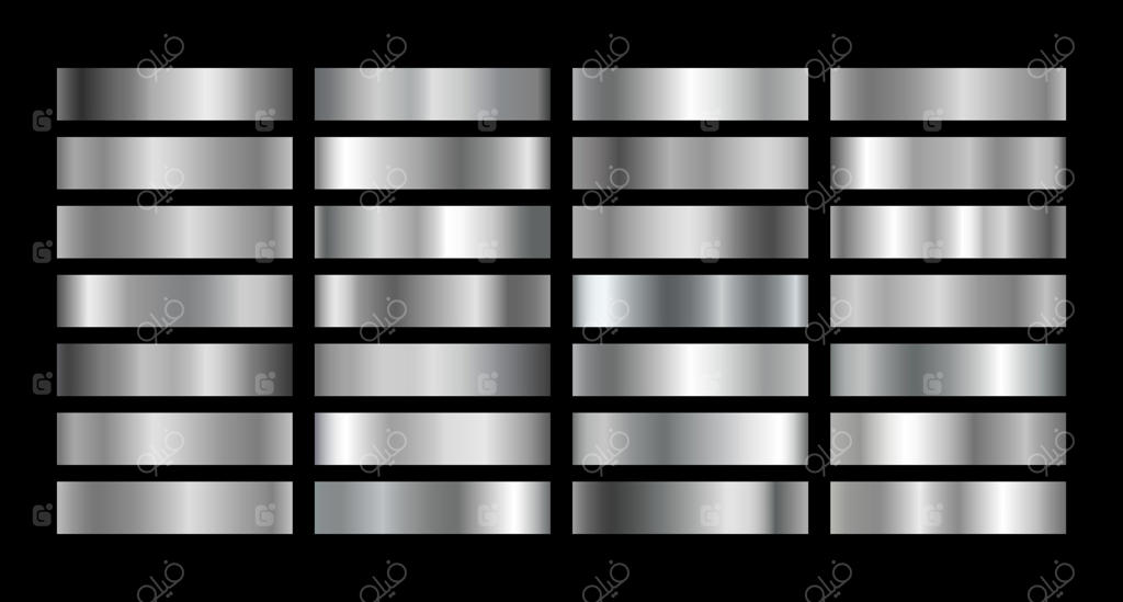 مجموعه سواچ رنگ‌های گرادیان کروم فولاد براق