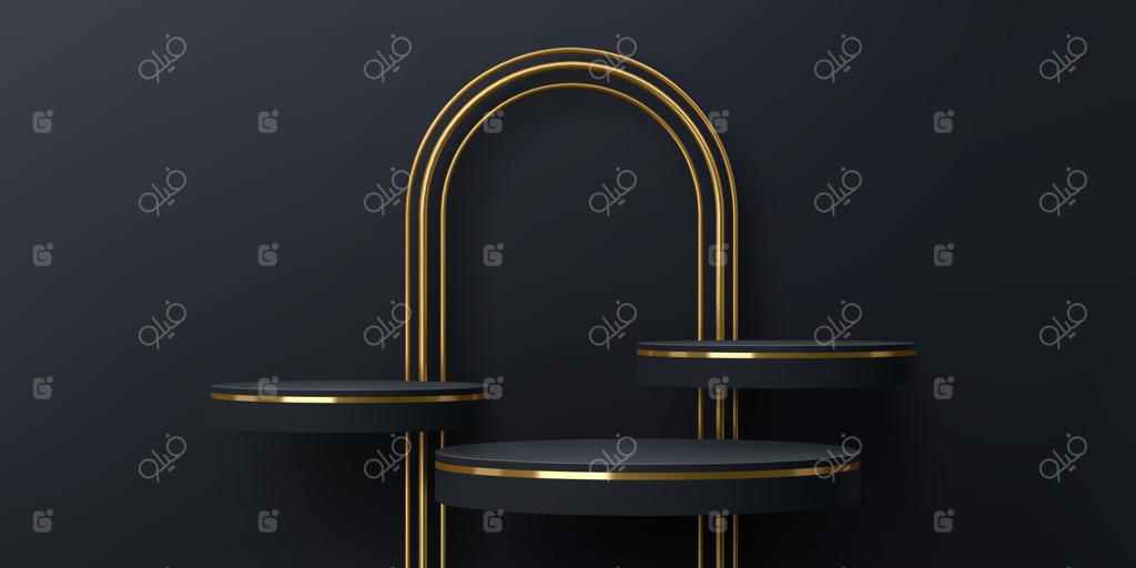 سکوهای مشکی با قوس و قاب‌های طلایی