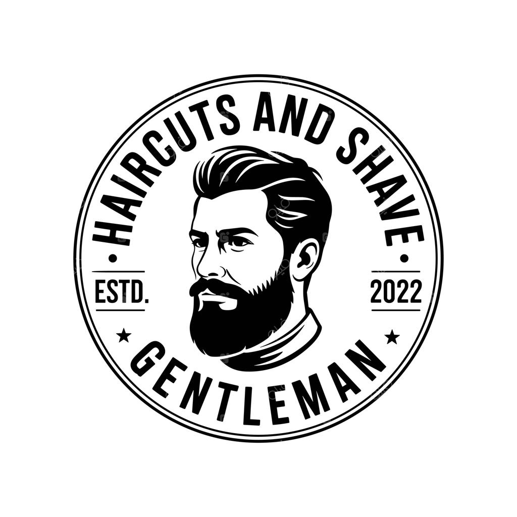 نماد لوگو سلمانی کلاسیک با تصویر مرد ریش‌دار