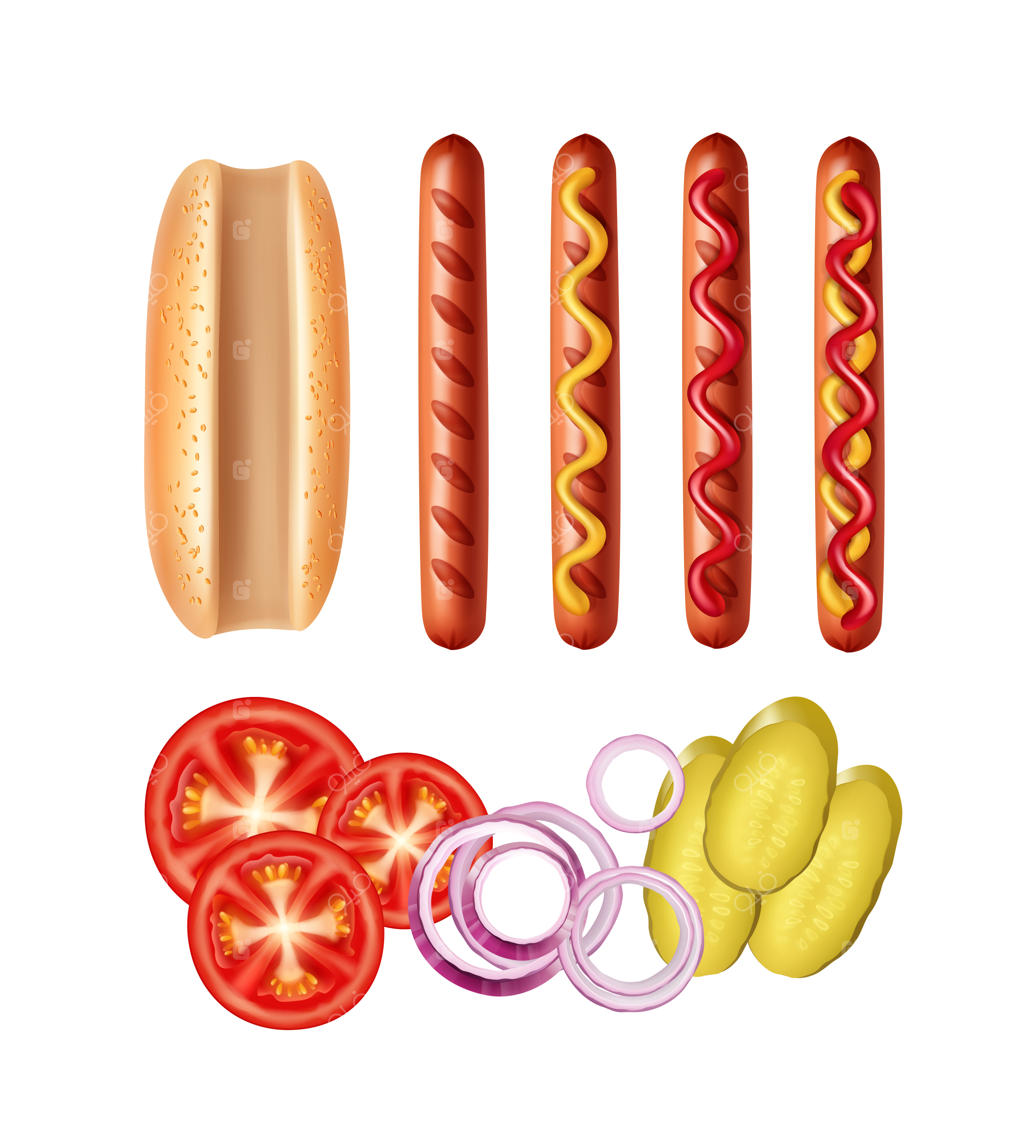 تصویر سوسیس کبابی با انواع سس و سبزیجات مختلف