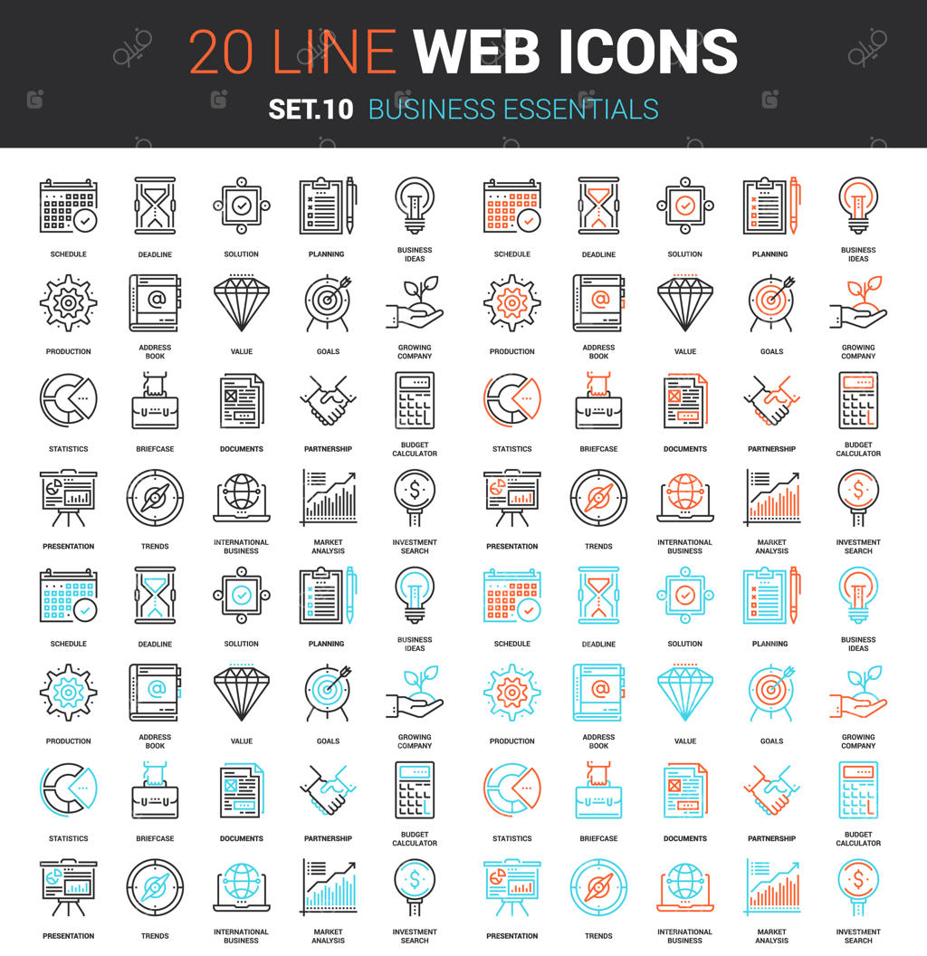 آیکون‌های ملزومات کسب‌وکار