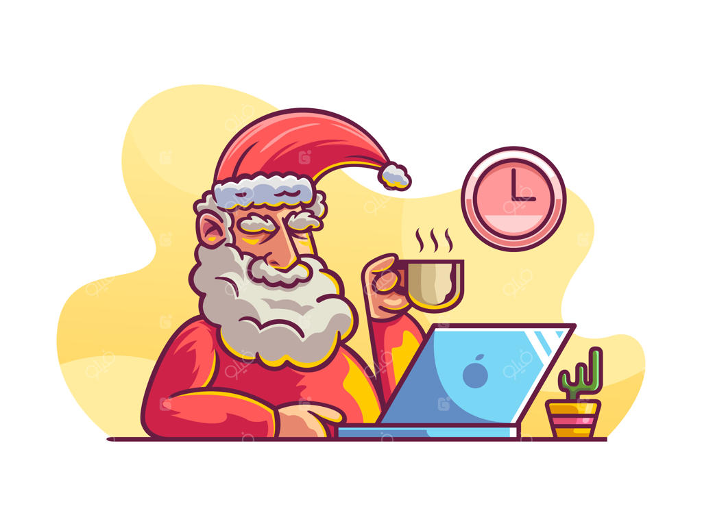 تصویرسازی بابانوئل در حال کار