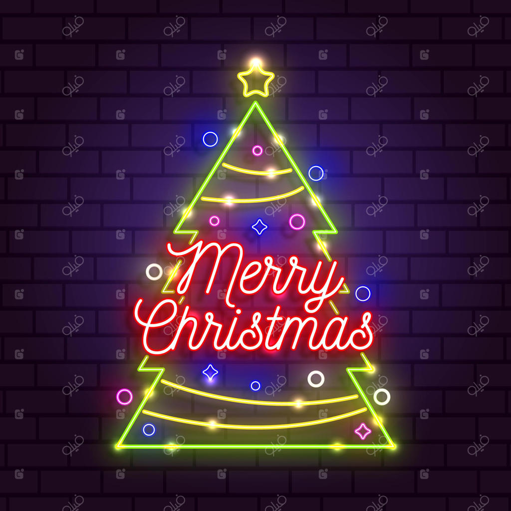 طرح کریسمس مبارک به سبک نئون