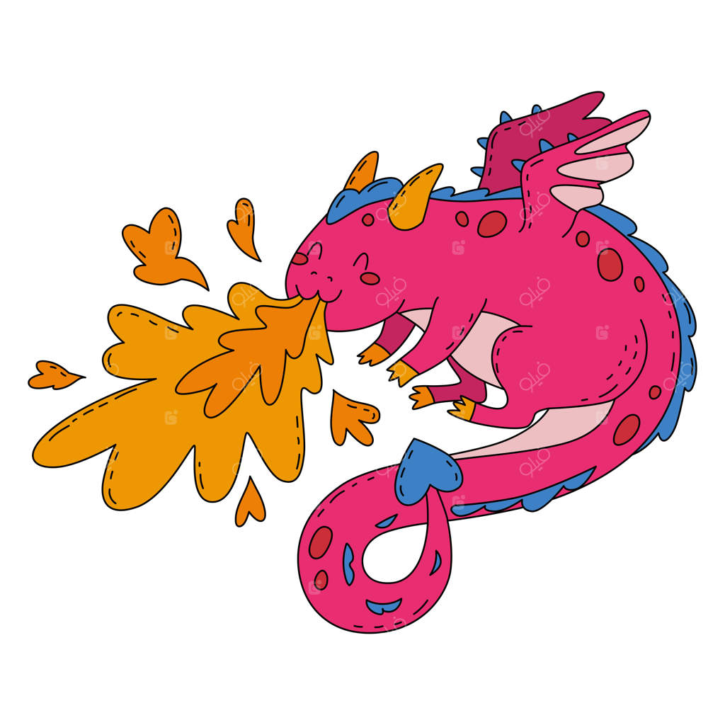 اژدها نماد سال نو چینی 2024 یک تصویر بامزه برای تزئین لباس کودکان، طراحی برچسب‌ها و چاپ‌های دکوری به سبک کارتونی، تصویر برداری وکتور