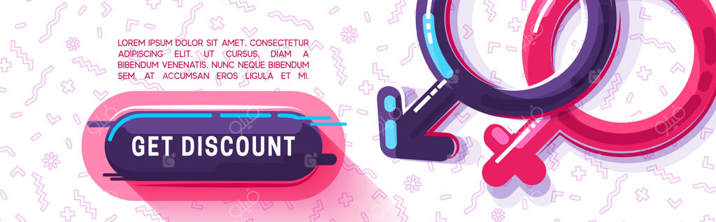 بنر افقی، پوستر وب، سربرگ سایت. نمادهای جنسیت زن و مرد.