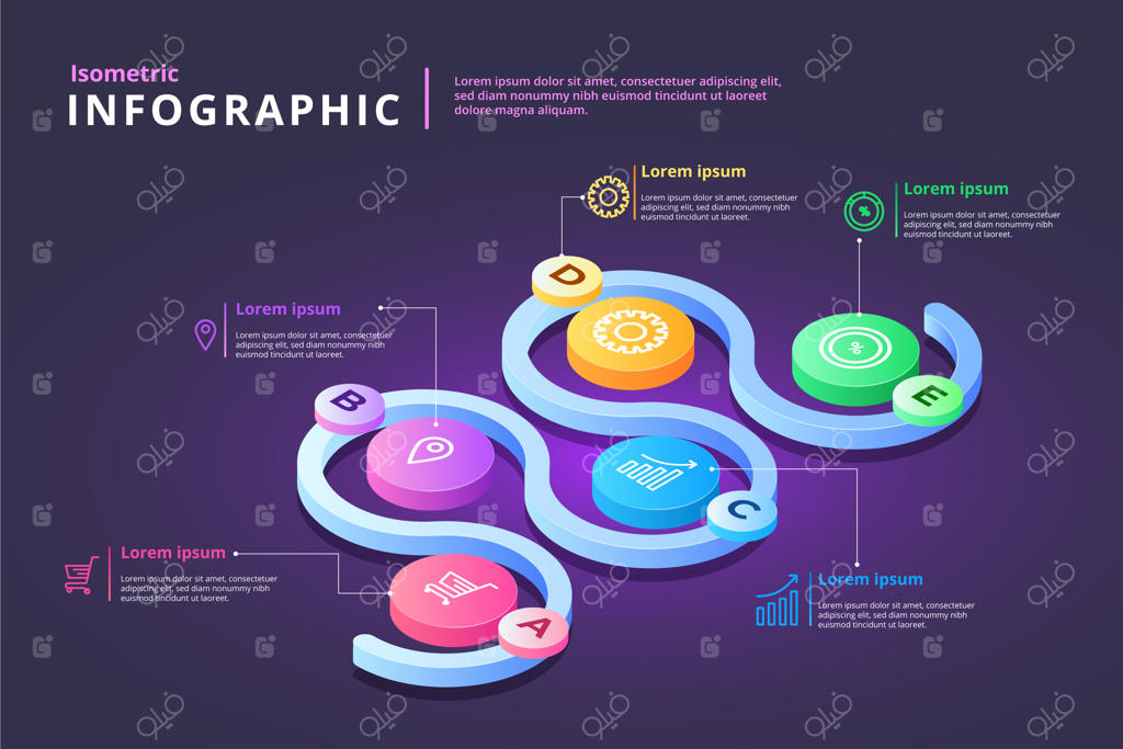 اینفوگرافیک ایزومتریک رنگارنگ