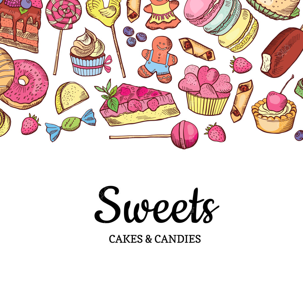 فروشگاه شیرینی‌های رنگارنگ نقاشی شده با دست