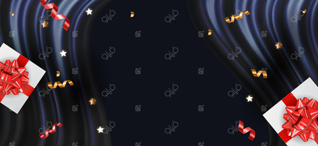 پس‌زمینه تعطیلات با جعبه هدیه و روبان براق. تصویرسازی