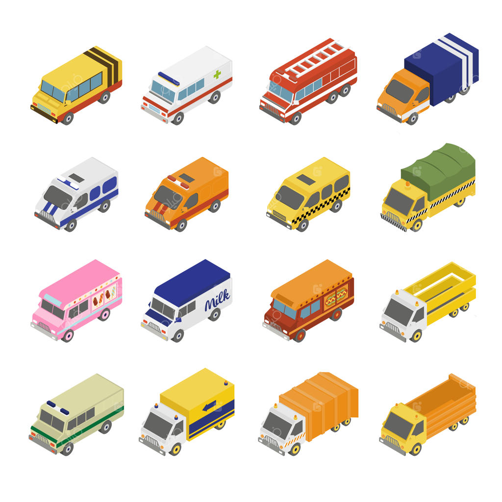 مجموعه حمل و نقل کاربردی: مدل ایزومتریک سه‌بعدی