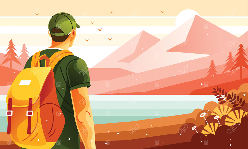 کوهنورد با کوله‌پشتی در حال کوهنوردی