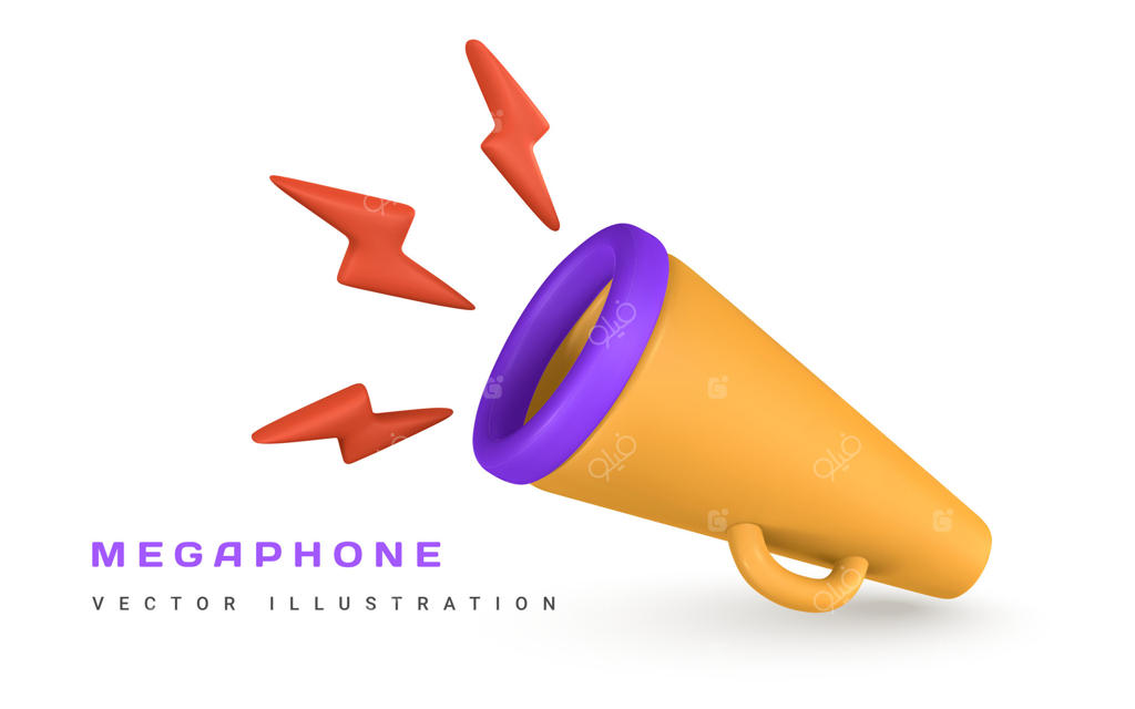 وکتور بلندگوی پلاستیکی سه‌بعدی و واقعی با سبک کارتونی