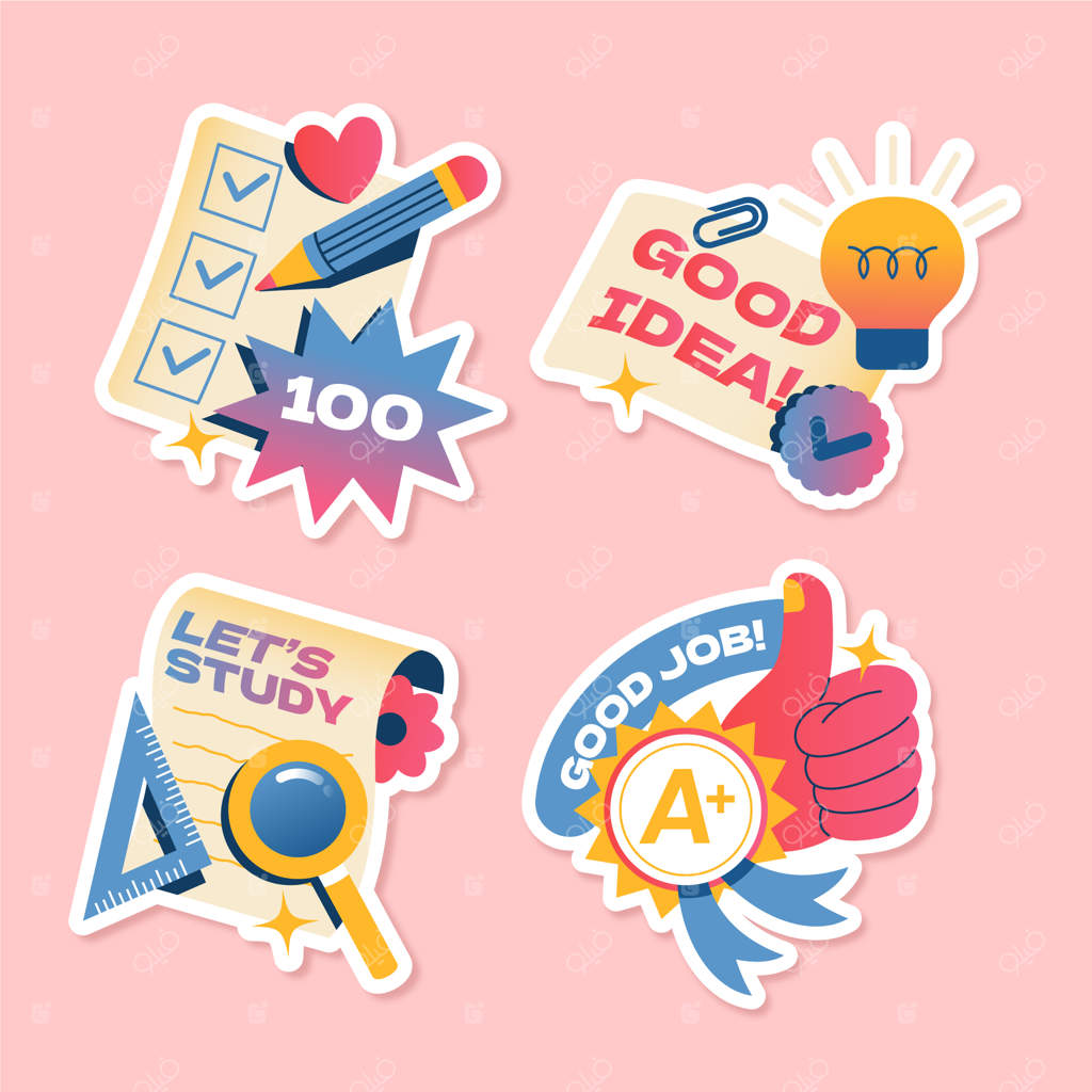 مجموعه برچسب‌های مدرسه با طراحی دستی