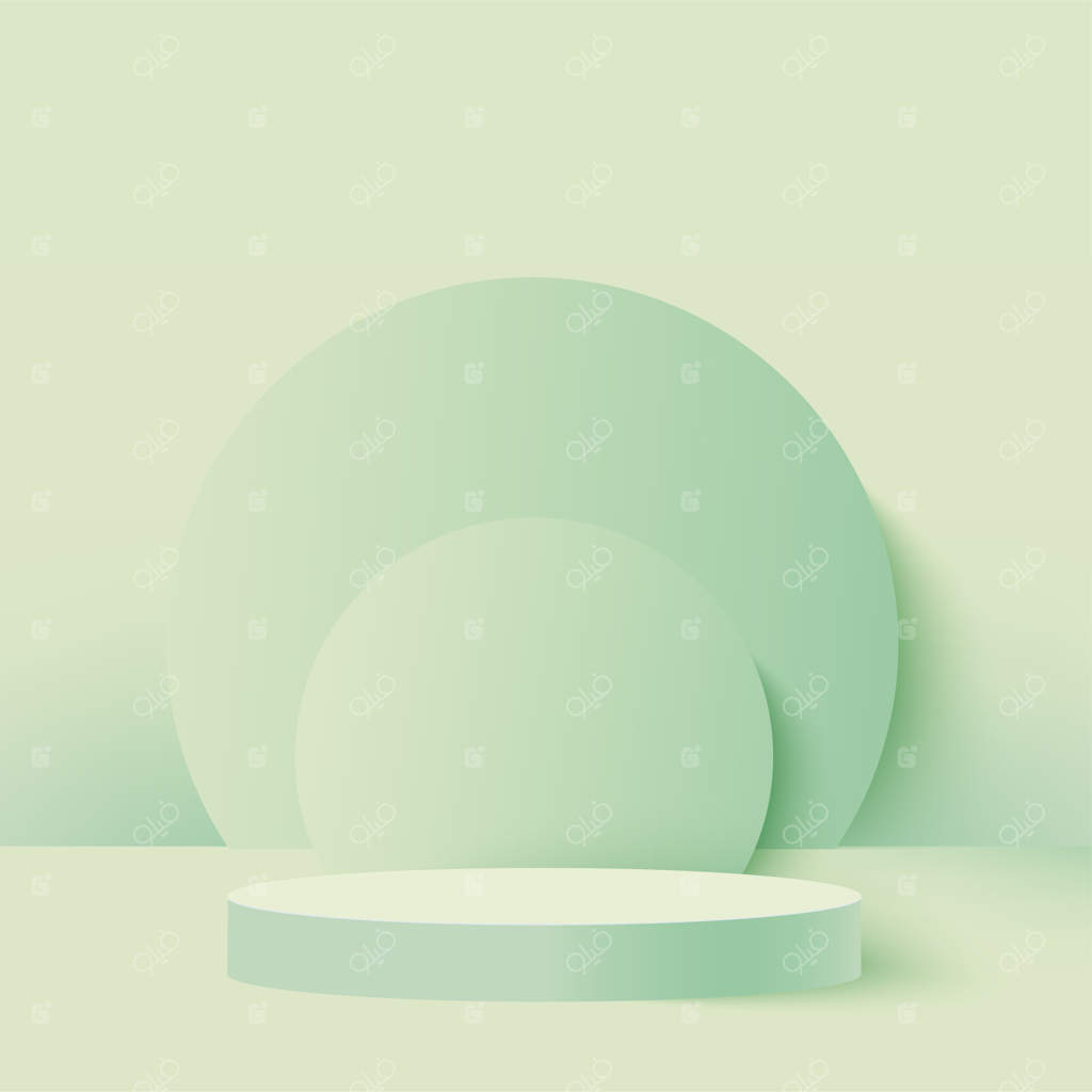 پس‌زمینه انتزاعی با سکوهای هندسی سبز.