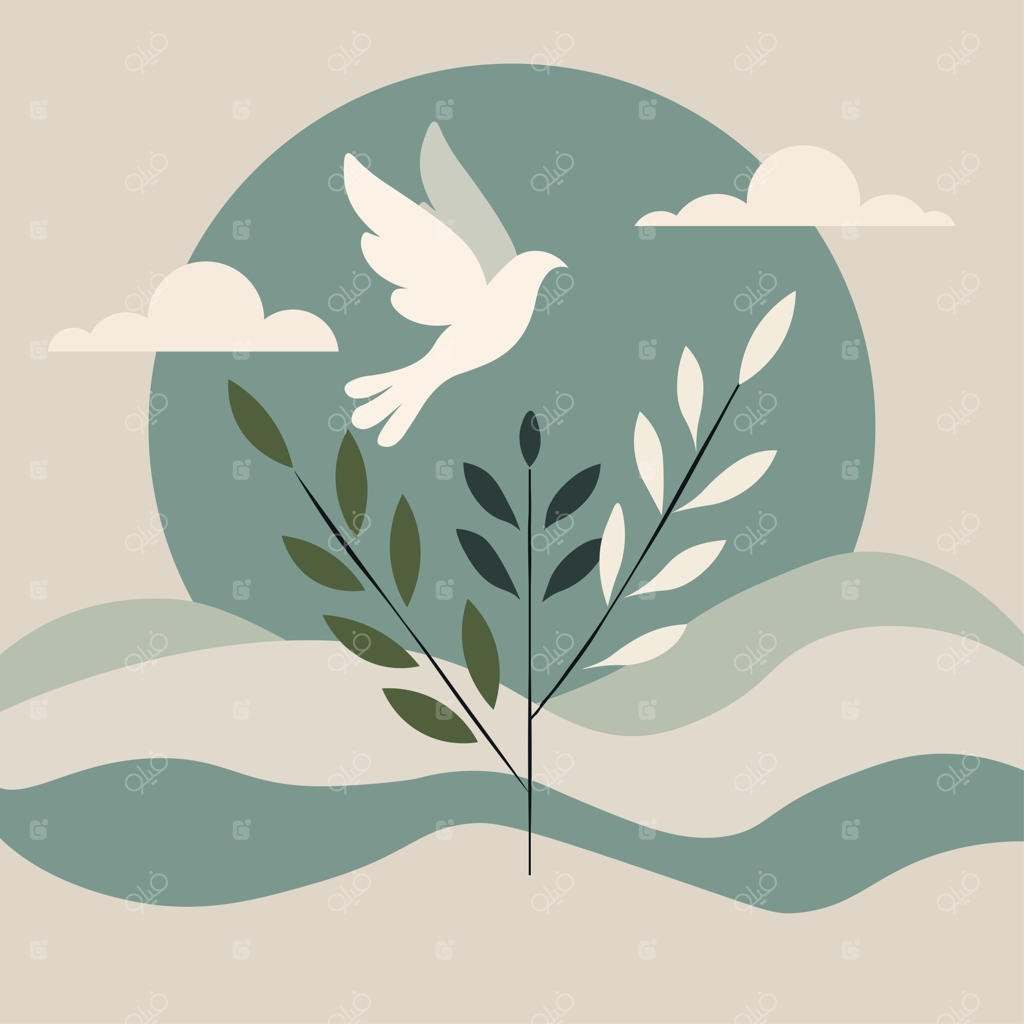 کبوتر صلح با شاخه زیتون نماد ساده وکتوری هماهنگی