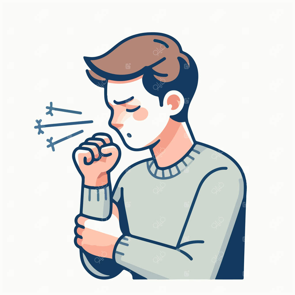 تصویر وکتور نوجوان در حال سرفه در سبک طراحی تخت