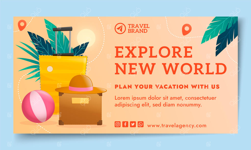 قالب تبلیغاتی شبکه اجتماعی برای آژانس مسافرتی گرادینت