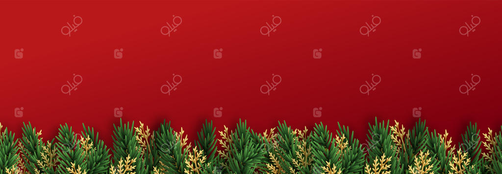 شاخه‌های تزئینی سبز درخت کریسمس. بنر کریسمس و سال نو مبارک. پس‌زمینه جشن با طراحی سه‌بعدی واقع‌گرایانه. عنصر تزئینی تعطیلات. تصویر برداری برداری