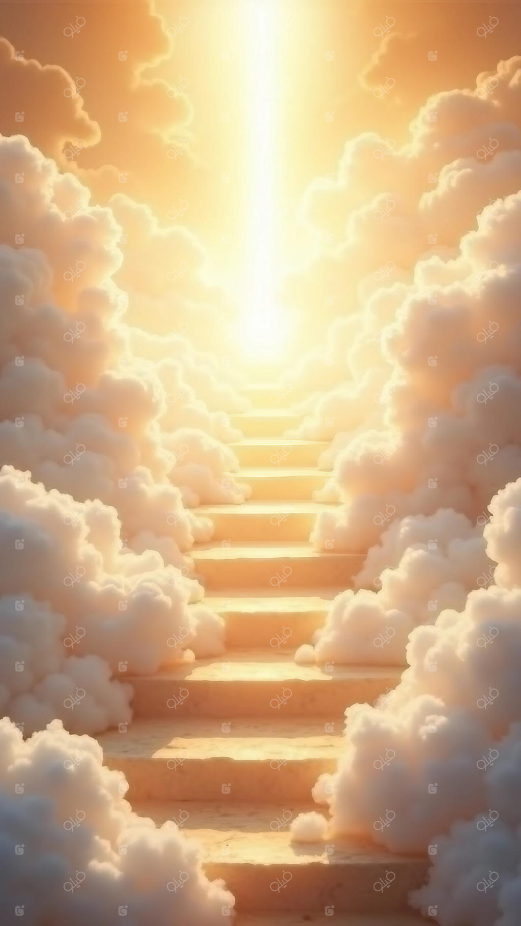 پلکانی به سوی بهشت با نوری درخشان از میان ابرها
