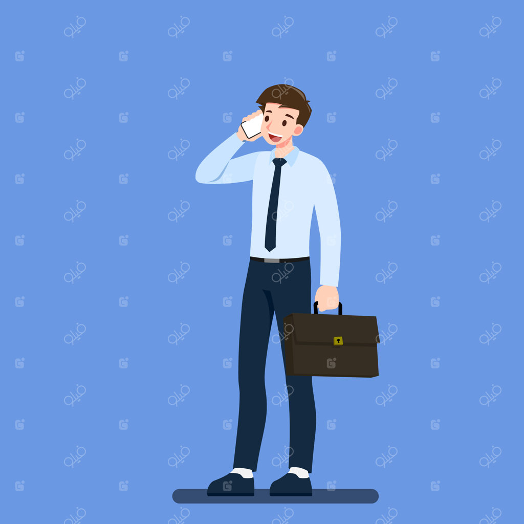 مرد تاجر در حال صحبت با گوشی هوشمند