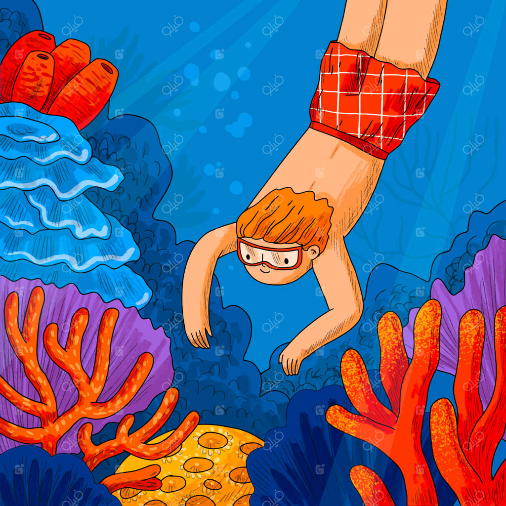 تصویرسازی دستی برای روز جهانی صخره‌های مرجانی