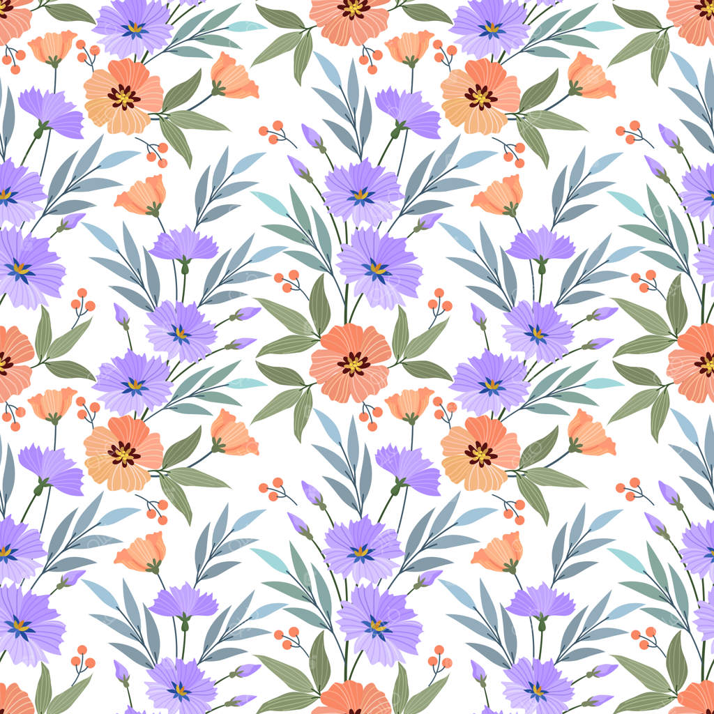 طرح یکپارچه گل‌های رنگارنگ دست‌کشیده برای پارچه و کاغذ دیواری