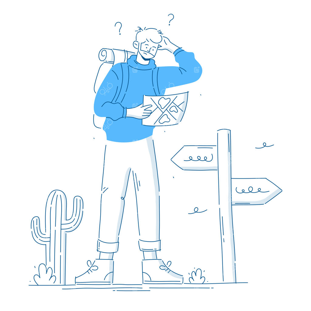 گردشگر در حال پیدا کردن مسیر روی نقشه