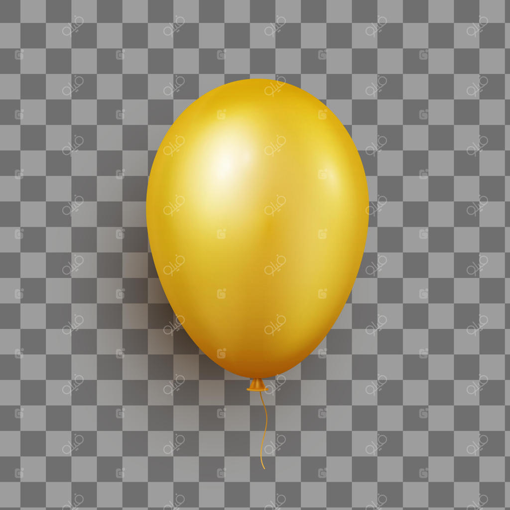 بادکنک طلایی هلیومی واقع‌گرایانه با پس‌زمینه شفاف