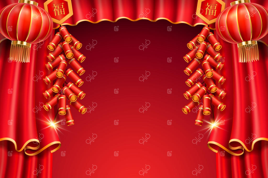 فانوس‌ها و پرده، آتش‌بازی واقعی و روشن برای جشن تعطیلات آسیایی؛ نور و سایه