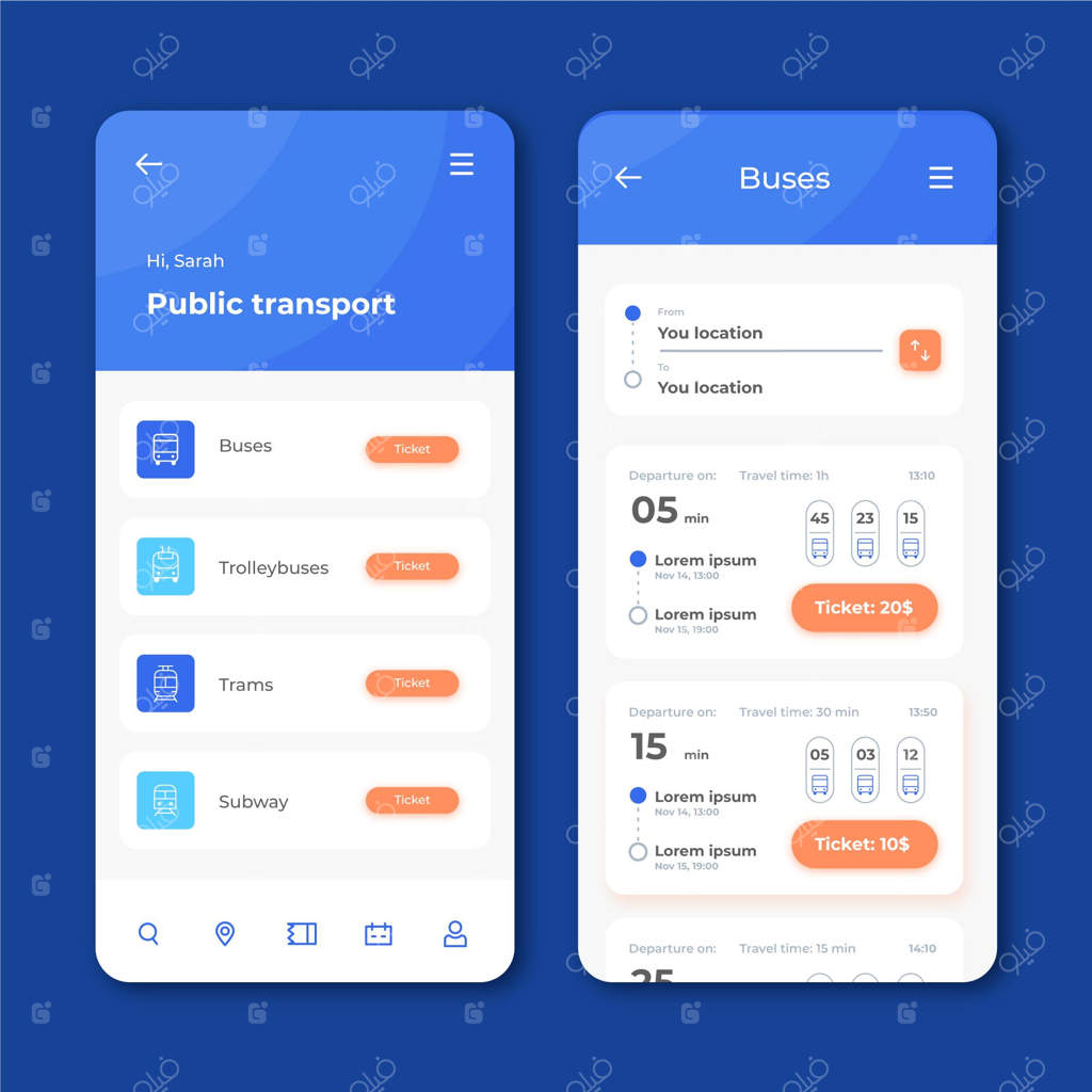 رابط کاربری اپلیکیشن حمل و نقل عمومی