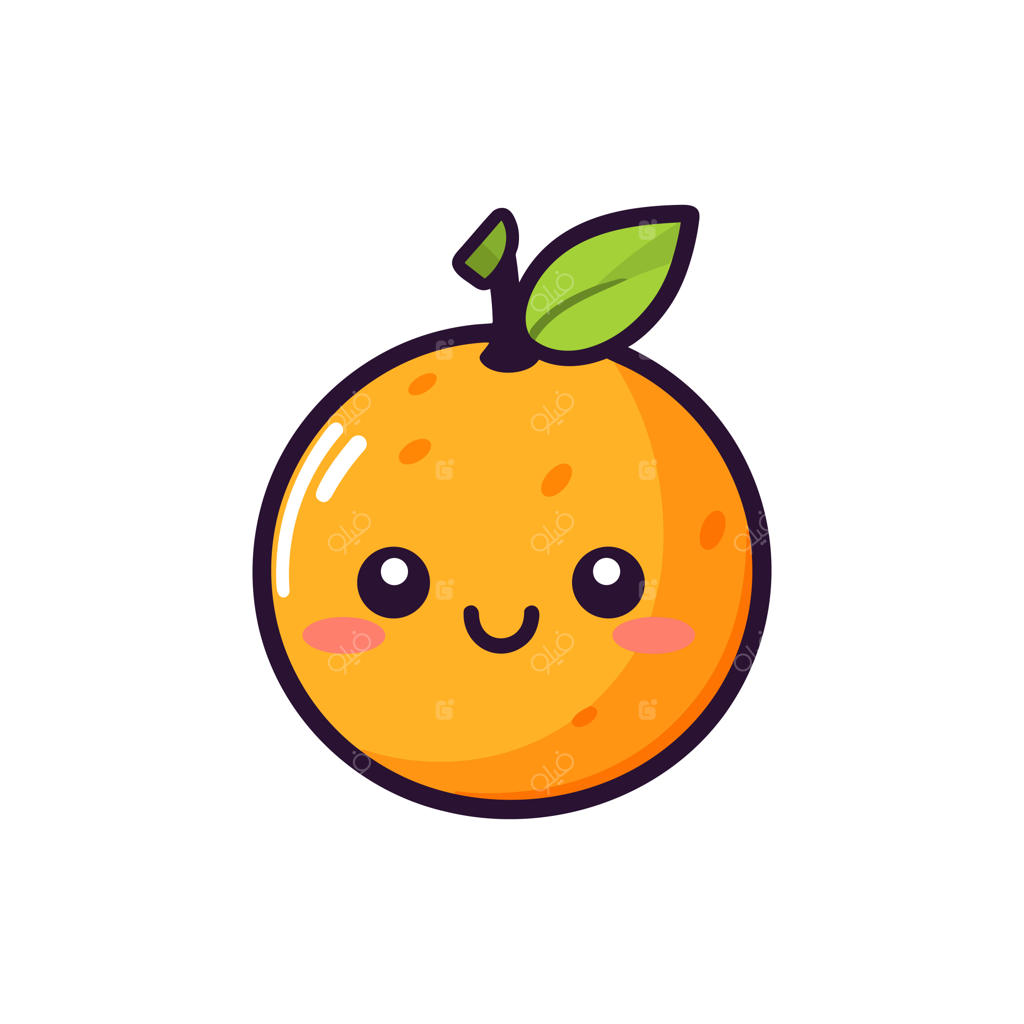 وکتور پرتقال جدا شده با برگ سبز روی آن