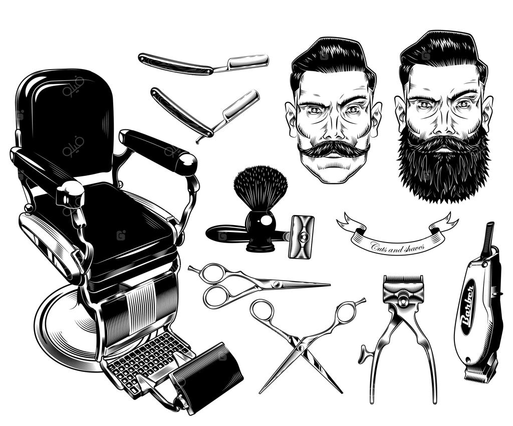 مجموعه نشان، برچسب، بج و لوگوهای آرایشگاه قدیمی