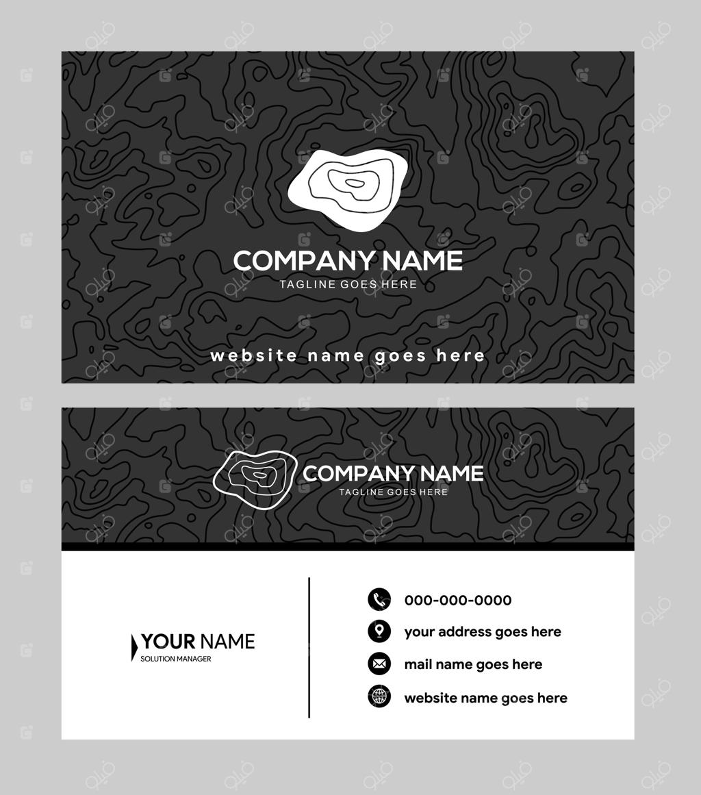 مجموعه طرح کارت ویزیت با نقشه توپوگرافی در قالب افقی.