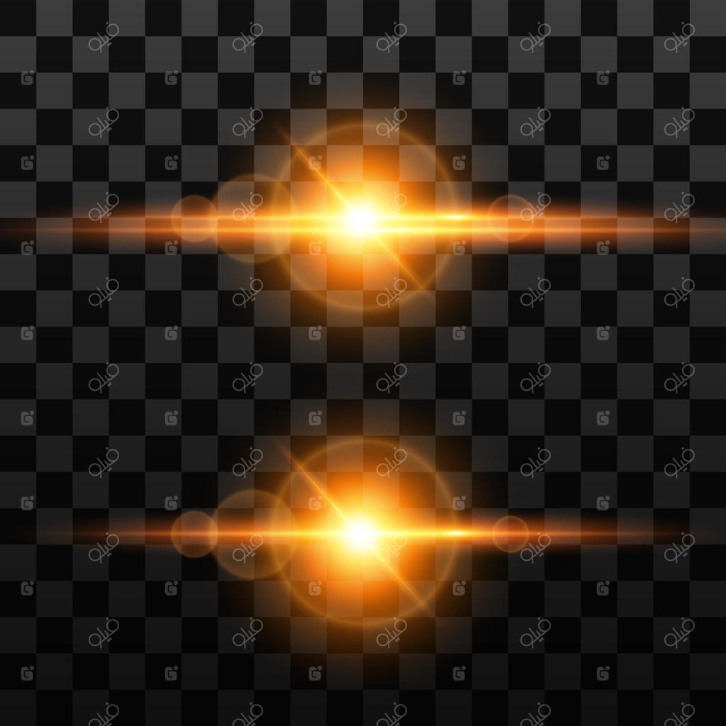 اثر نور روی پس‌زمینه شفاف، شعاع نور خورشید، درخشش چشمک‌زن.