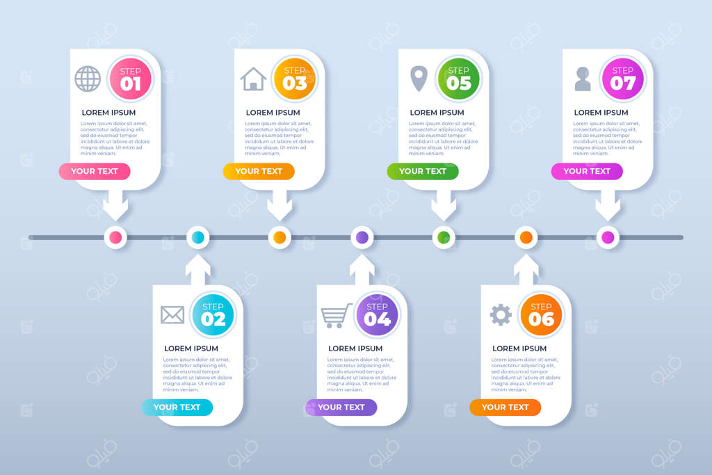 مفهوم اینفوگرافیک مراحل و اطلاعات