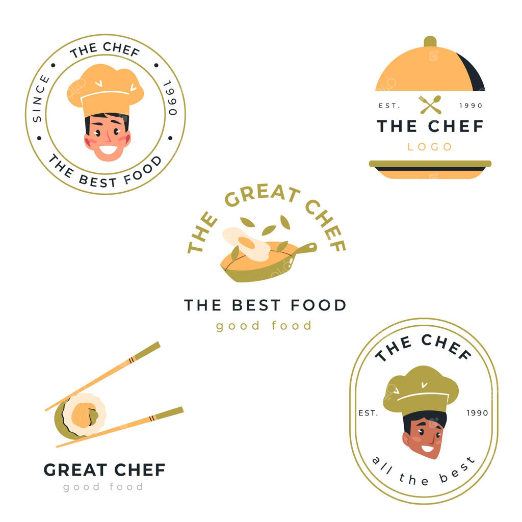 مجموعه لوگوهای سرآشپز به سبک طراحی تخت