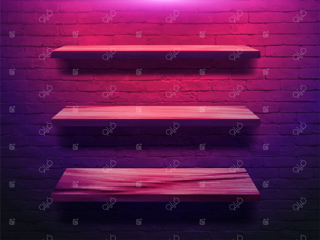 قفسه چوبی روی دیوار آجری