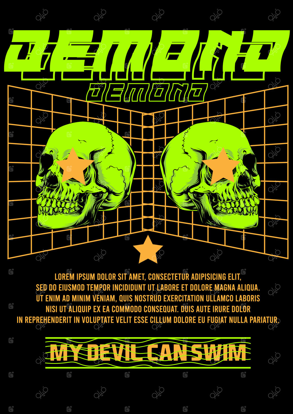 طرح تصویرسازی و چاپ روی لباس استریت‌ویر با طرح شیطان شناگر