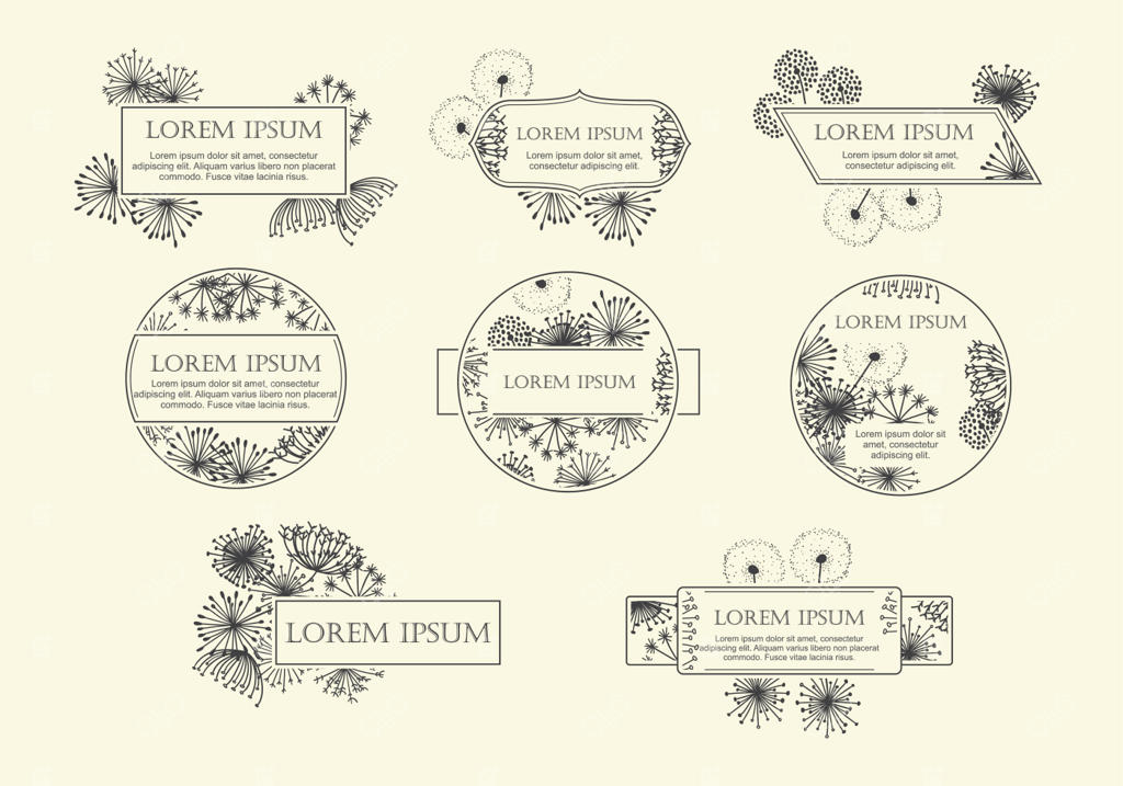 وکتور قاب گل‌های قاصدک