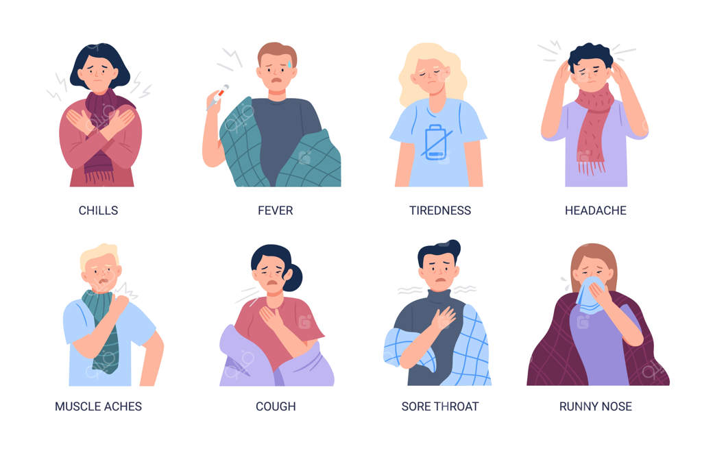 افرادی که از علائم سرماخوردگی و آنفولانزا رنج می‌برند