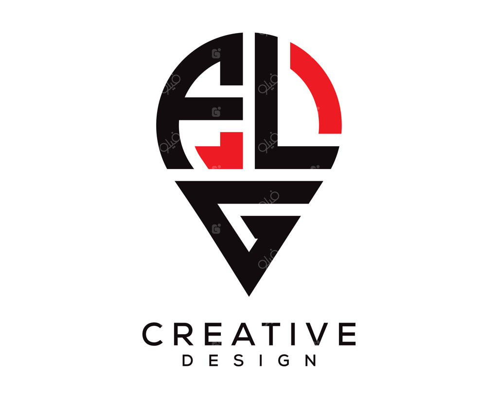 طراحی لوگوی حرف با شکل پرچم و نشانگر مکان