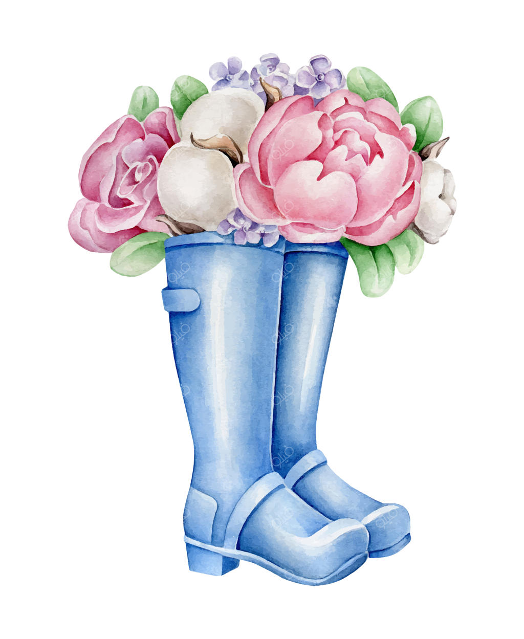 چکمه‌های گل‌دار در زمینه سفید