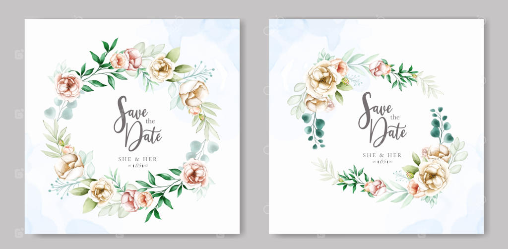 کارت دعوت عروسی با طراحی آبرنگی