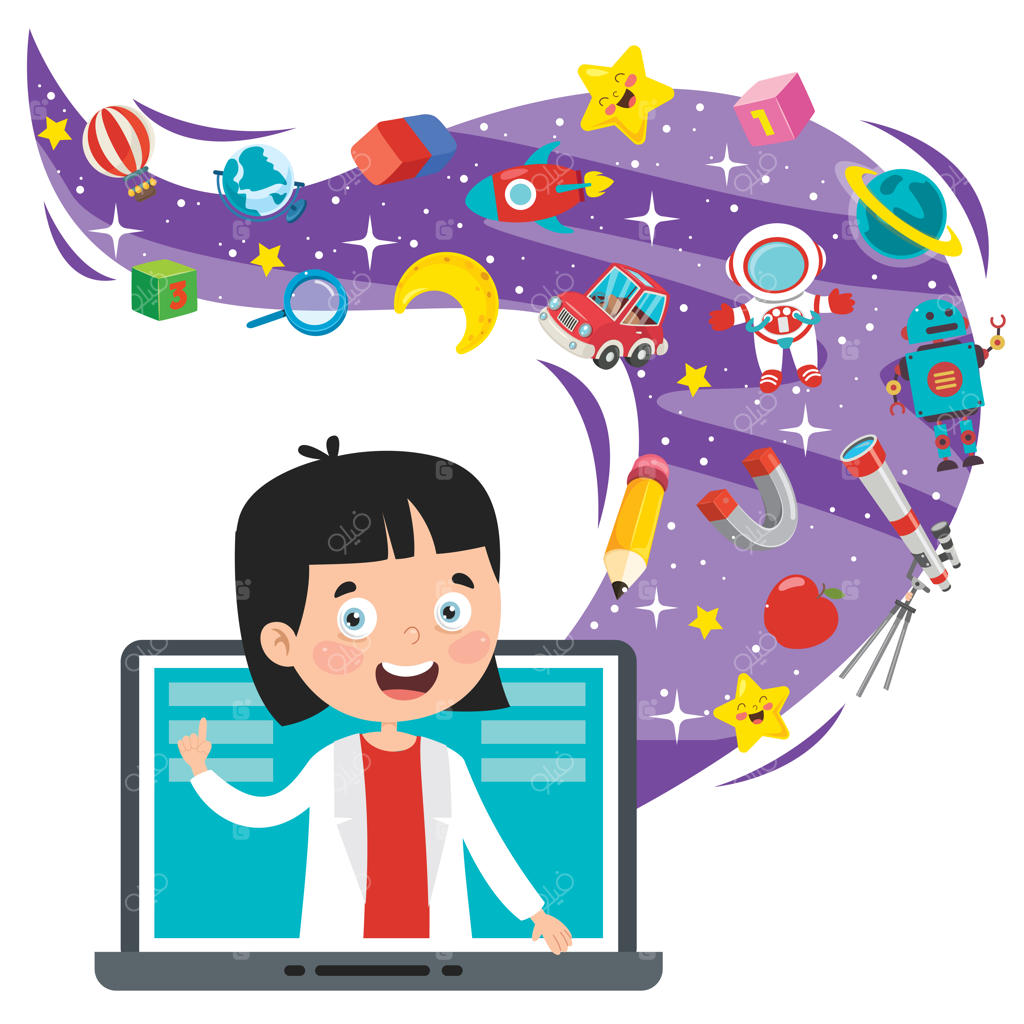 مفهوم یادگیری آنلاین با شخصیت کارتونی