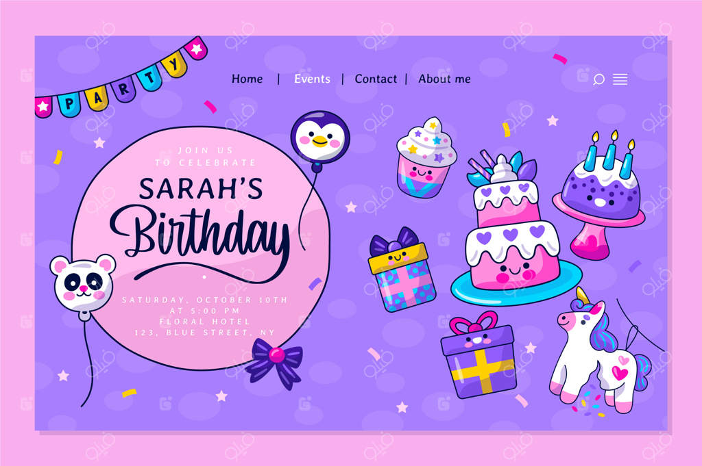 قالب فرود تولد با طرح دستی و کودکانه