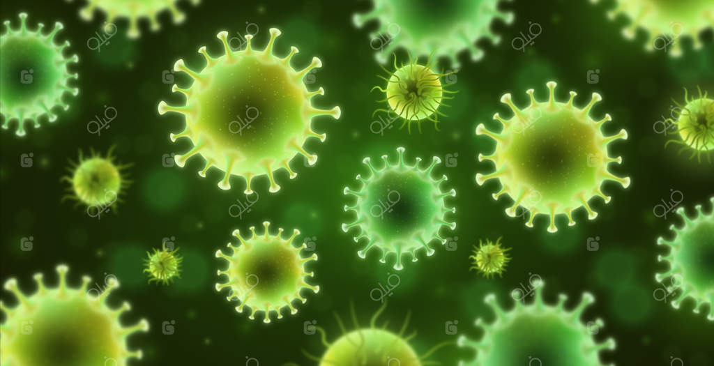 مفهوم پس‌زمینه سلول‌های بیماری و باکتری‌های ویروس کرونا