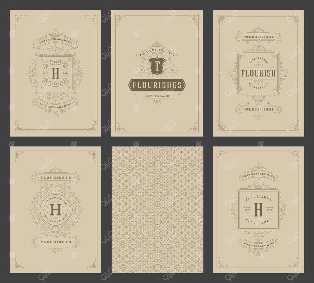 طرح کارت پستال‌های قدیمی با قاب‌های زیبا و پس‌زمینه‌ای طرح‌دار و نفیس