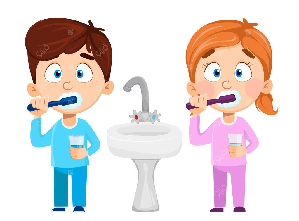 دختربچه و پسربچه بامزه در حال مسواک زدن