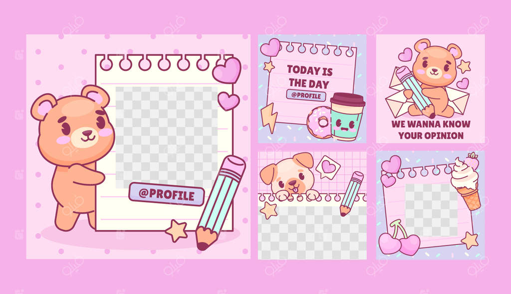 پست اینستاگرام به سبک کاوای با طراحی دست