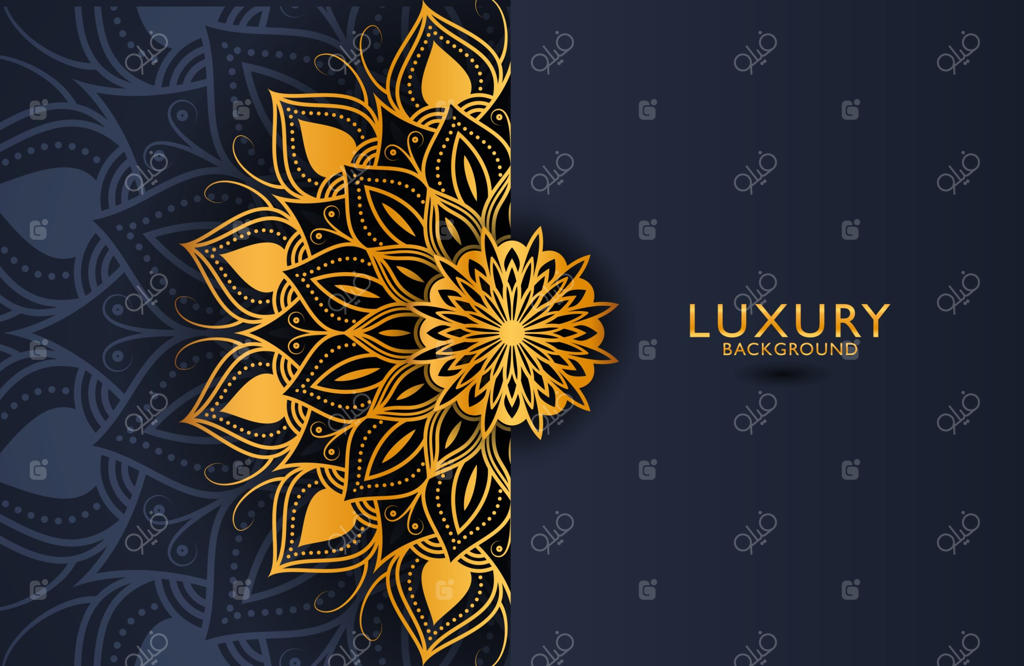 زمینه مجلل طلاکوب ماندالا برای دعوت‌نامه عروسی و جلد کتاب؛ پس‌زمینه عربی اسلامی